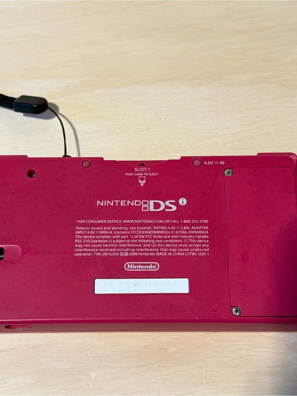 Nintendo DSi Console Hot Pink No Charger Tested Good Loose Top Hinge Read Info!